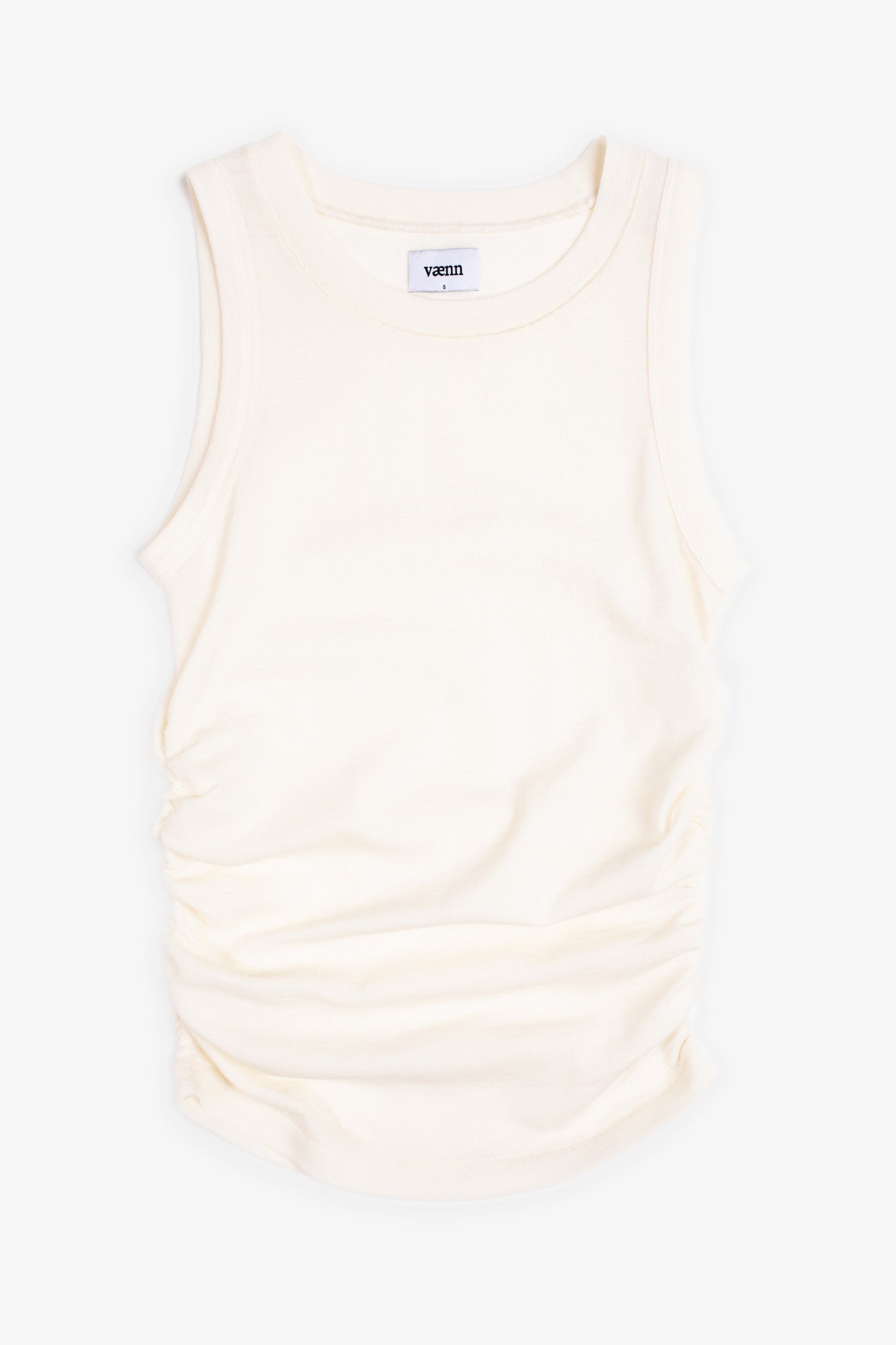 Shirred Muscle Tank Double Cream