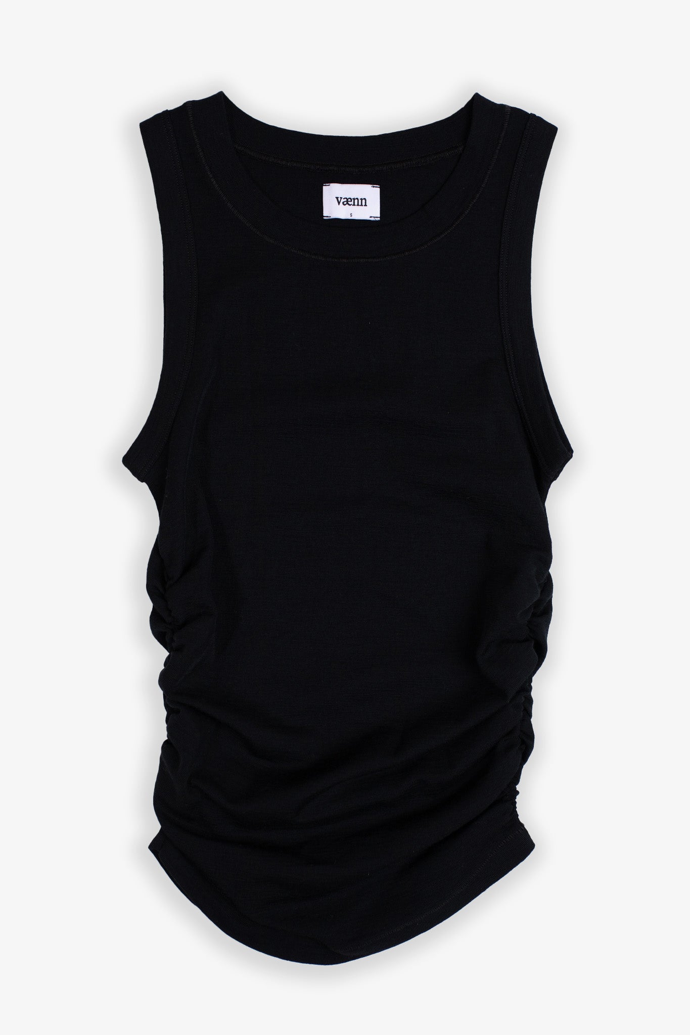 Shirred Muscle Tank Black