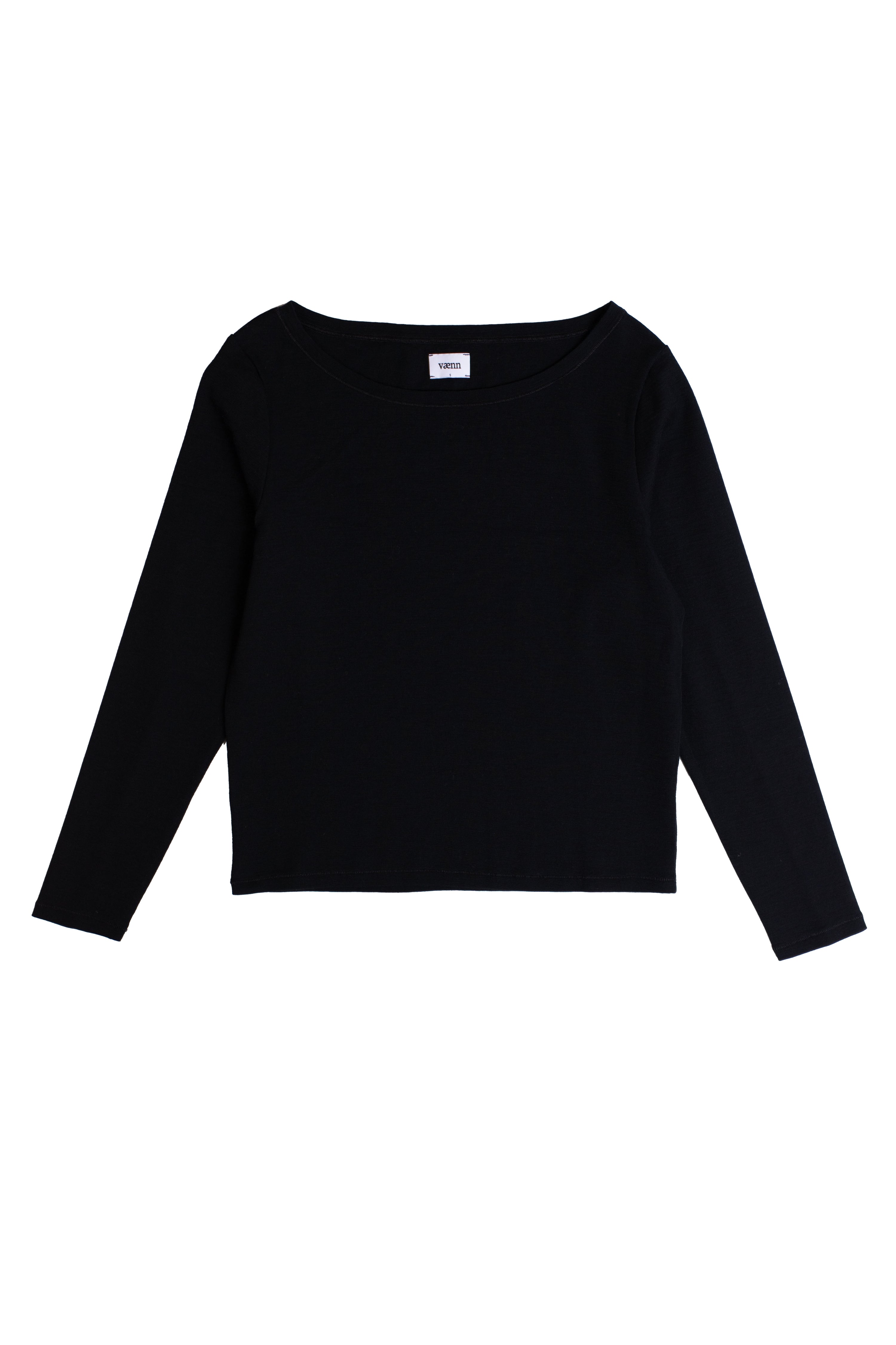 BabyWool Long Sleeve Wide Neck Crew Black