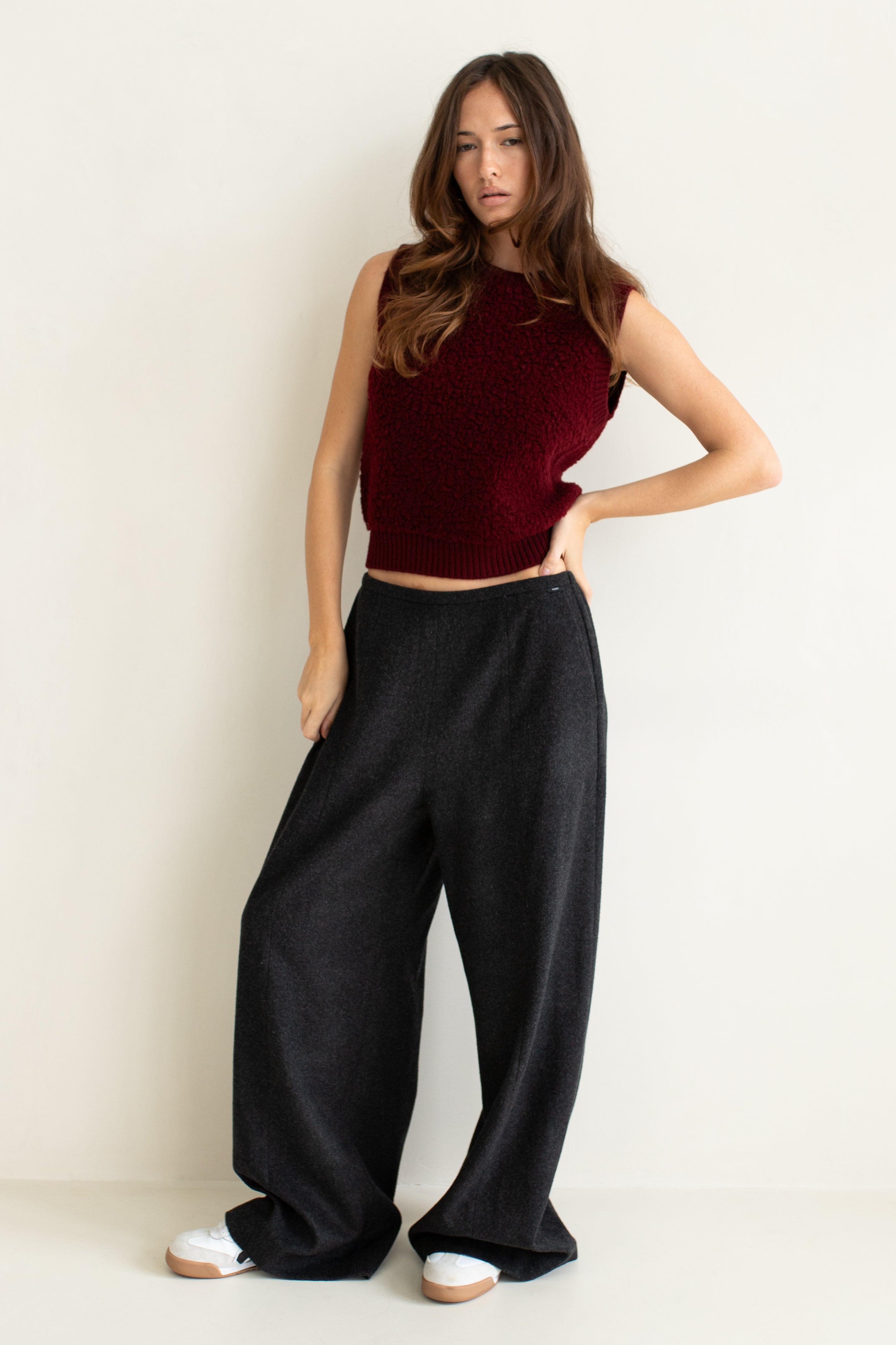 Barlow Wool Bouclé Knit Vest Raisin