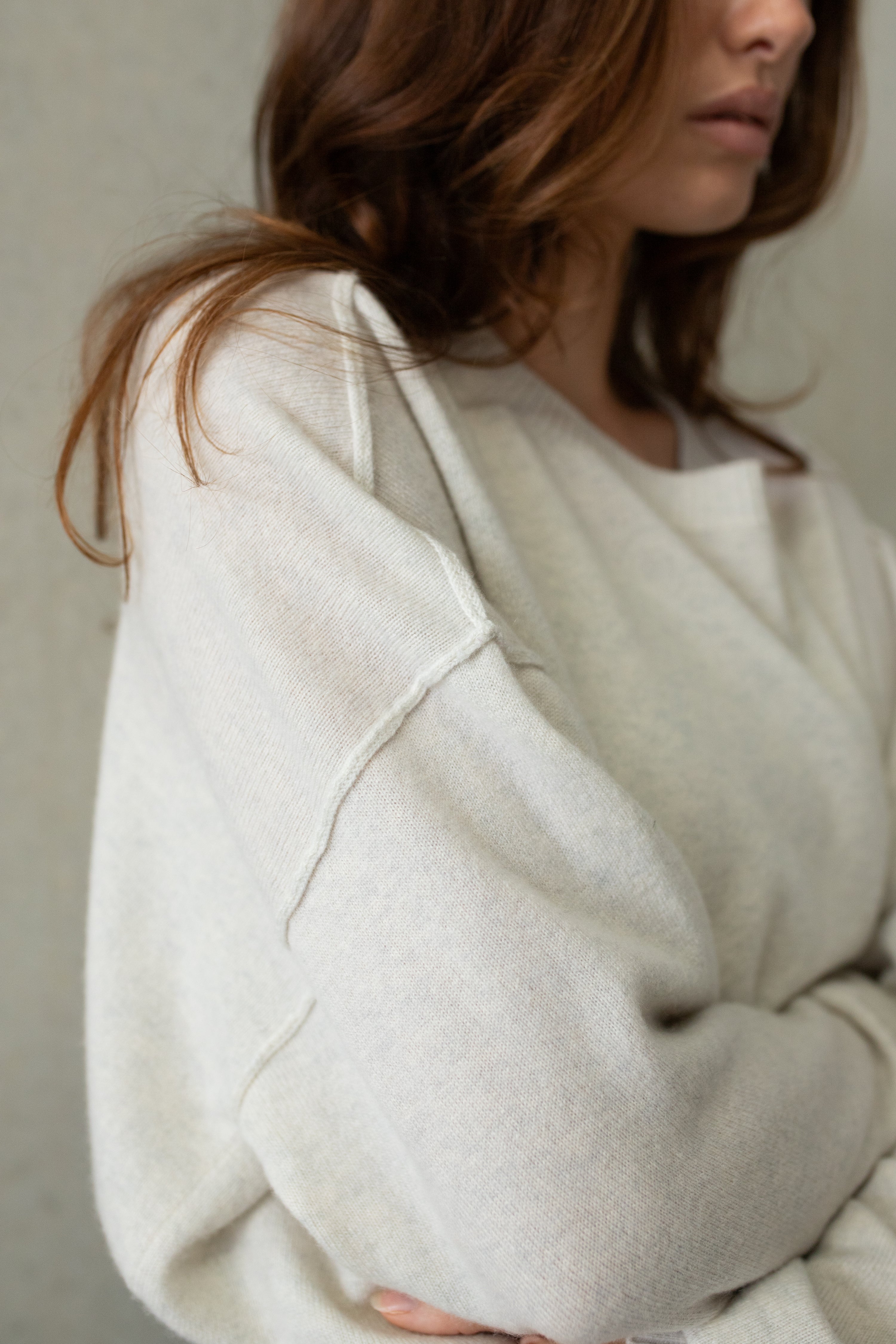 Madison Cashmere Crew Neck Drop Shoulder Chiffon