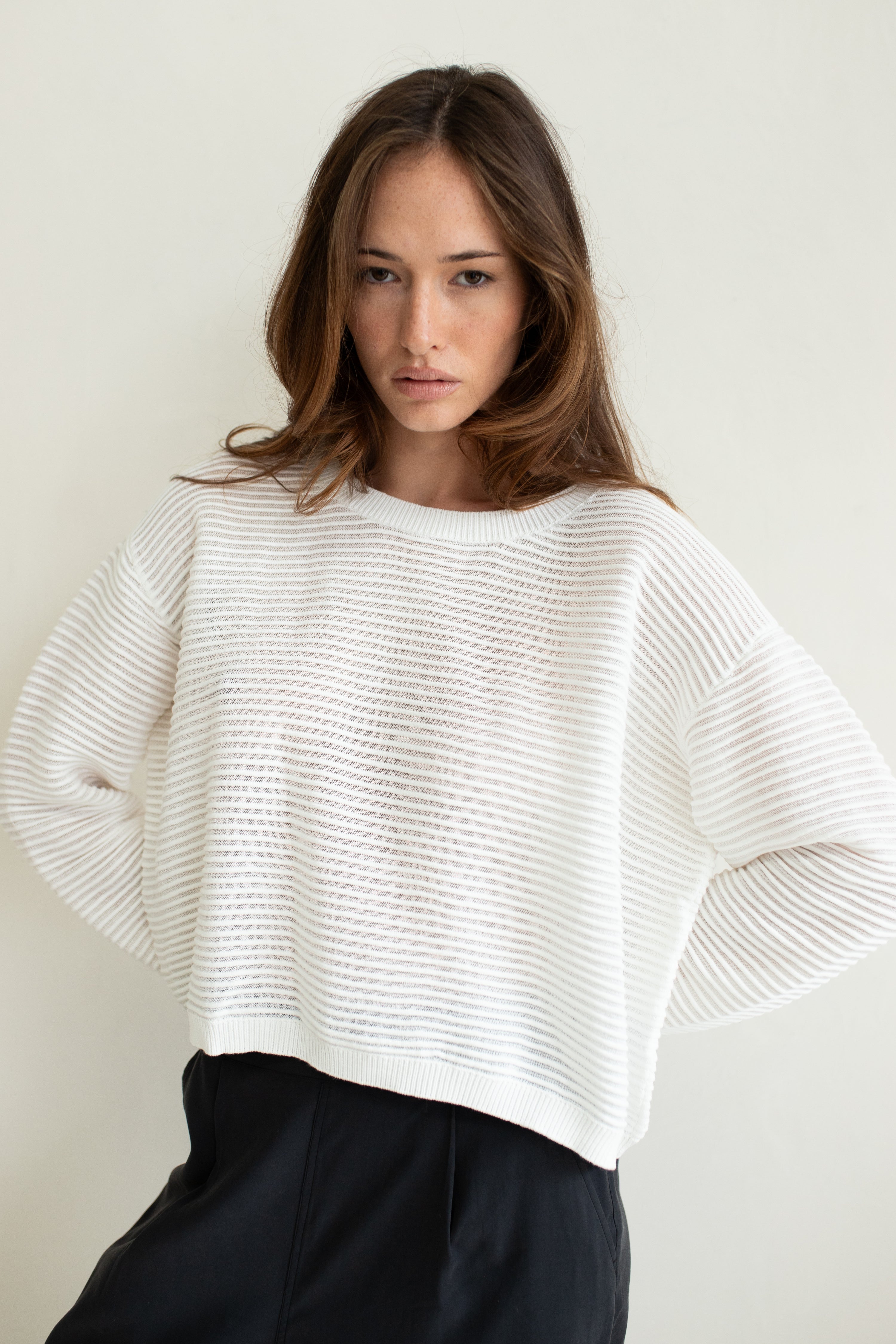 Lennox Crew Neck Sweater White