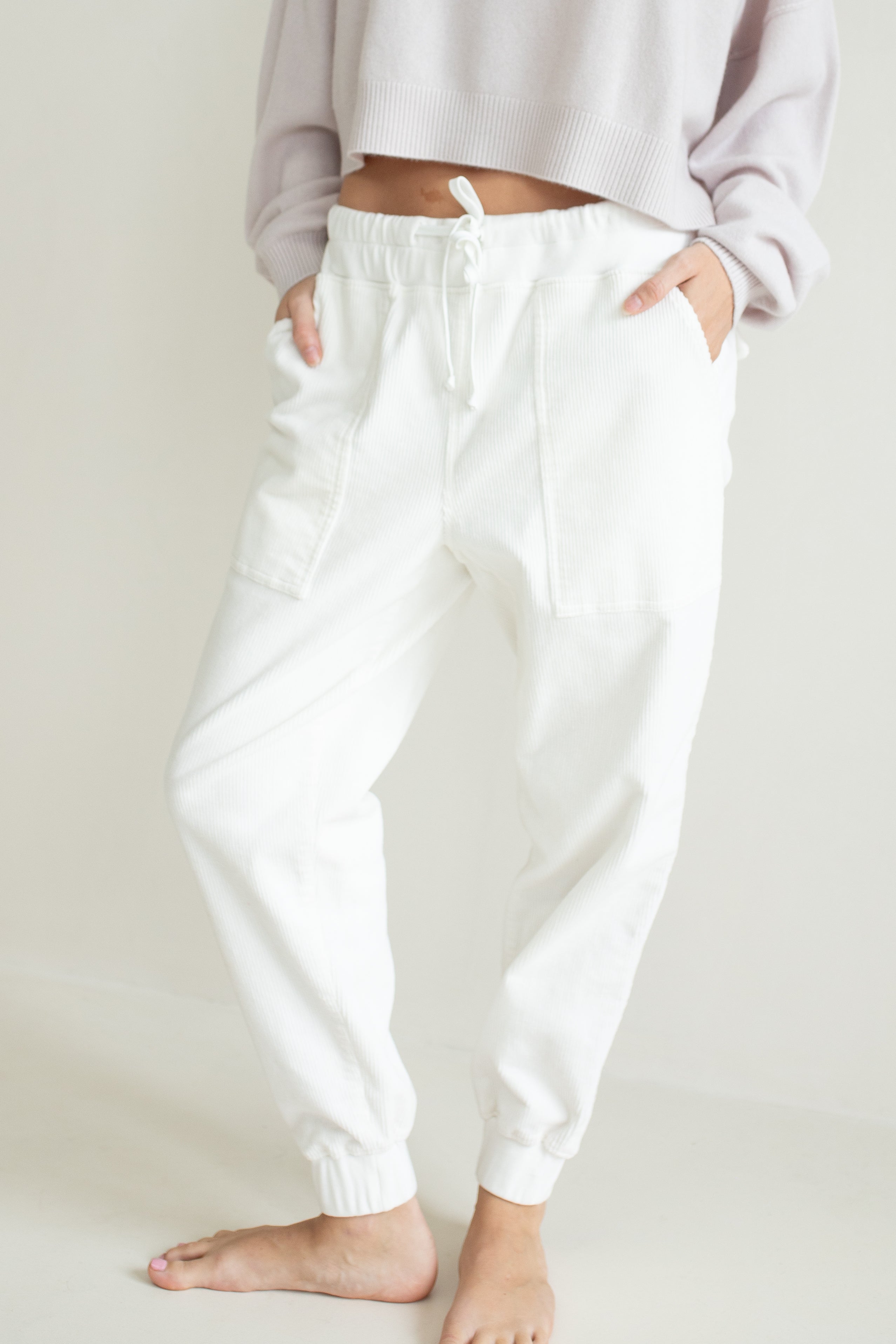 Hudson Stretch Cord Jogger Pearl