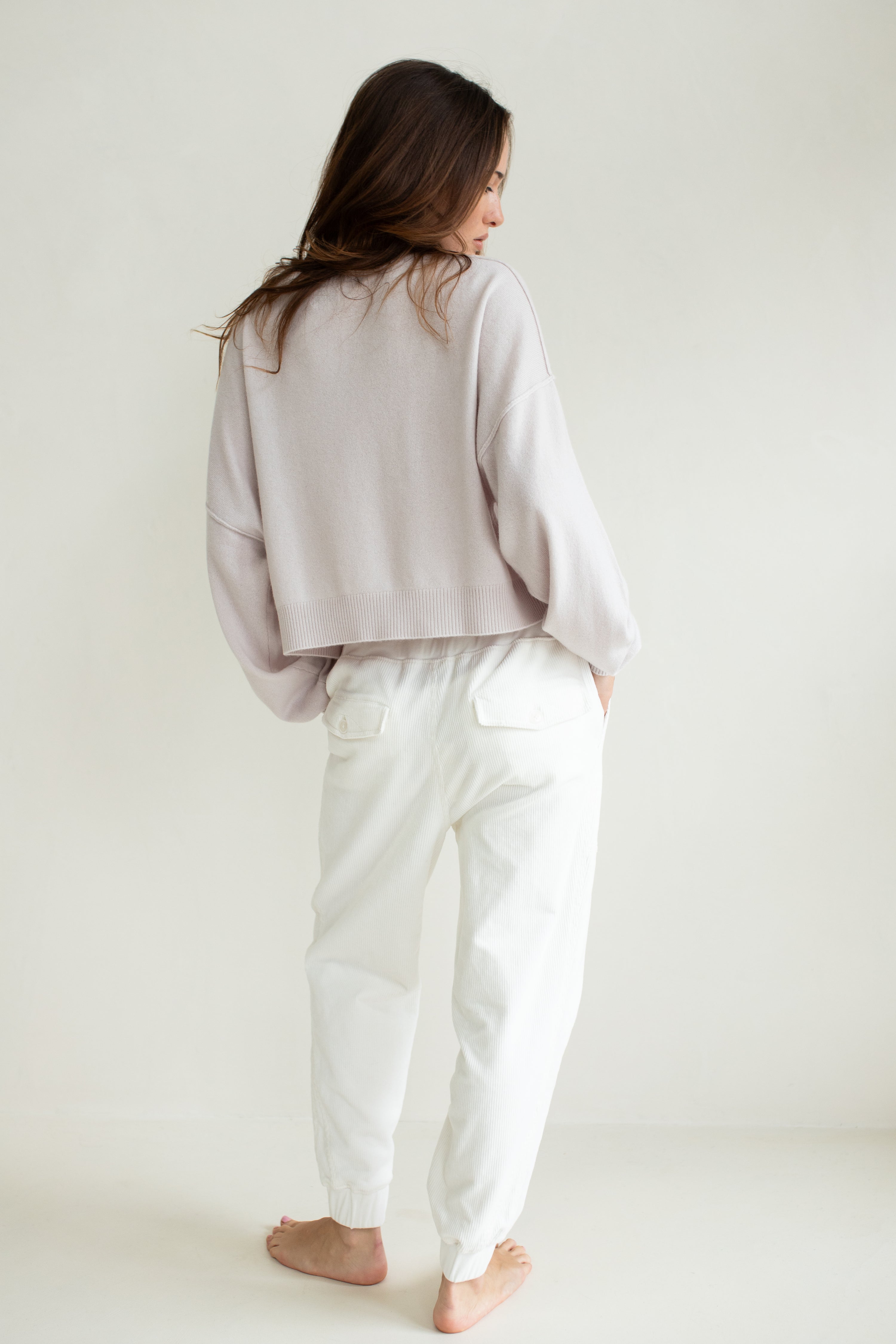 Hudson Stretch Cord Jogger Pearl