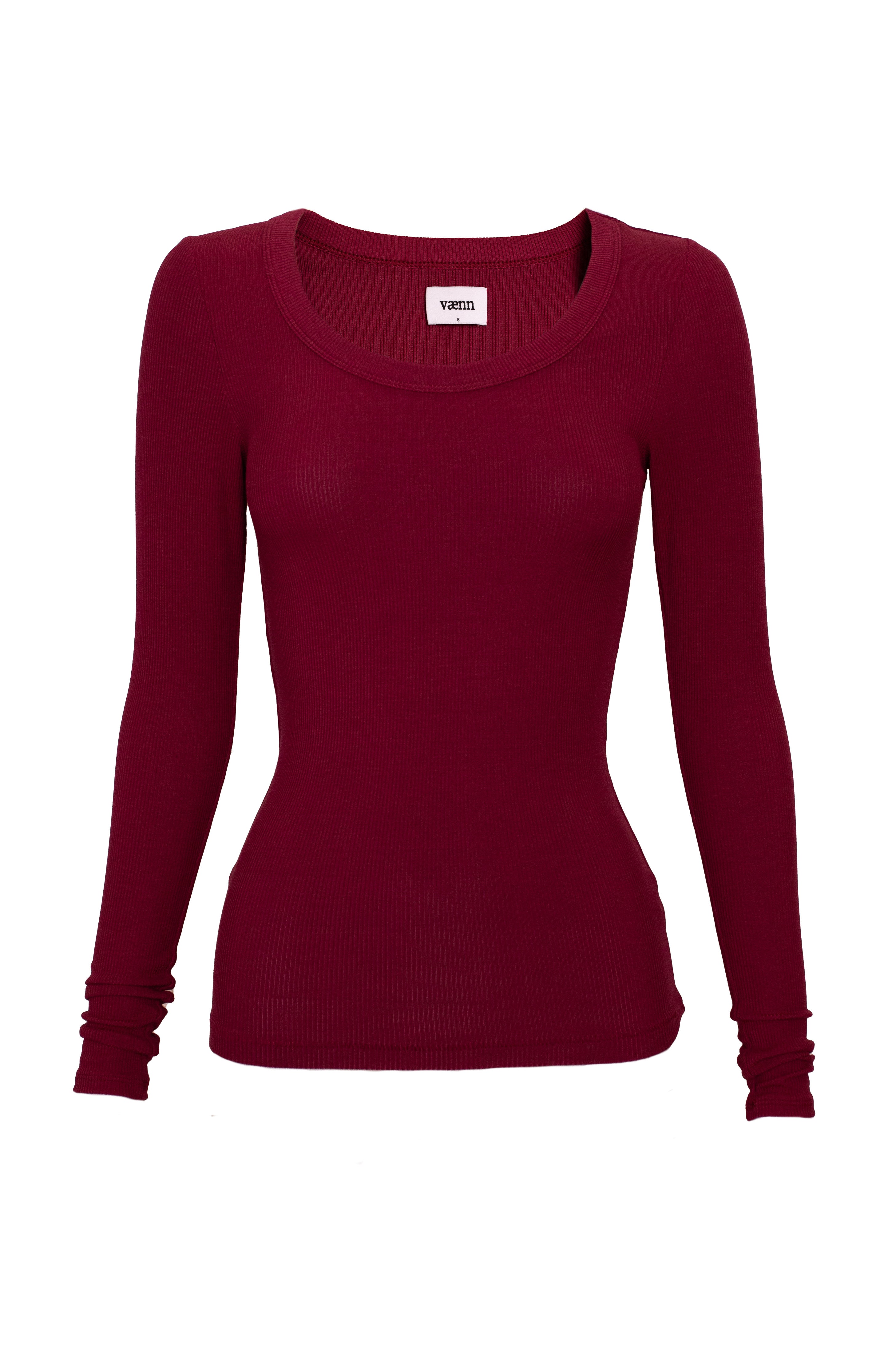 Scoop Neck Long Sleeve Tee Raisin