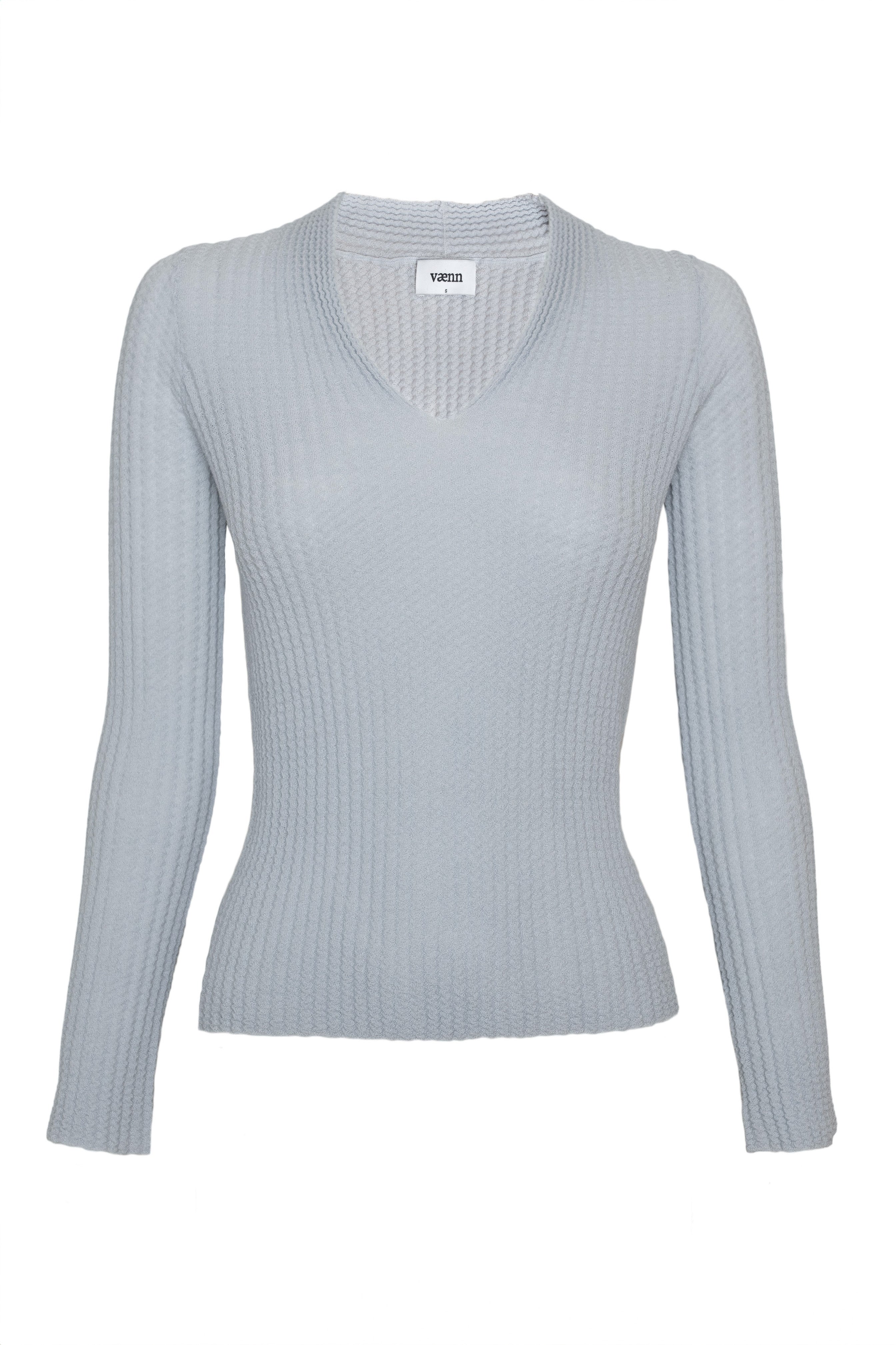 Alexandra Merino Wool V Neck Sweater Dove Grey
