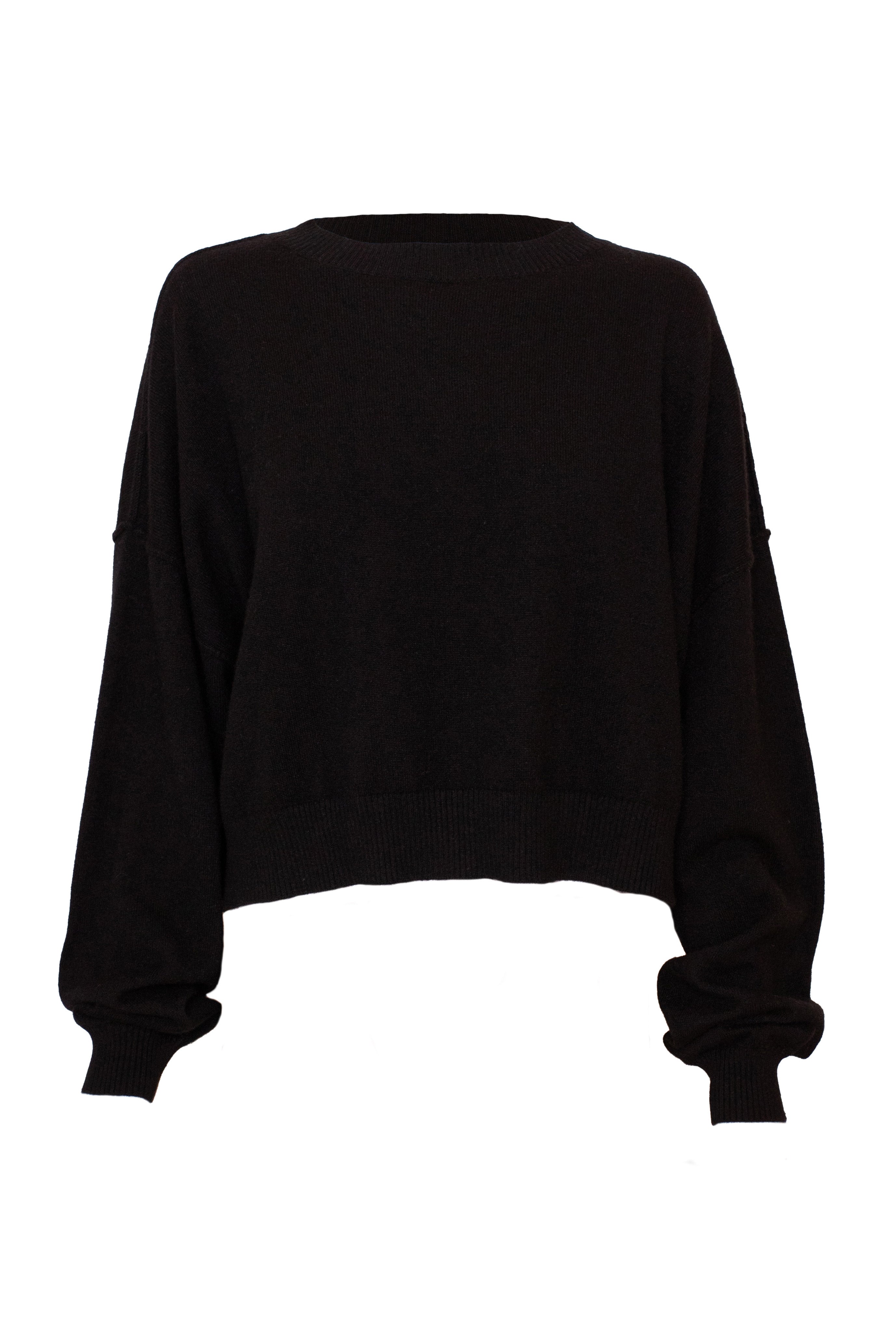 Madison Cashmere Crew Neck Drop Shoulder Black