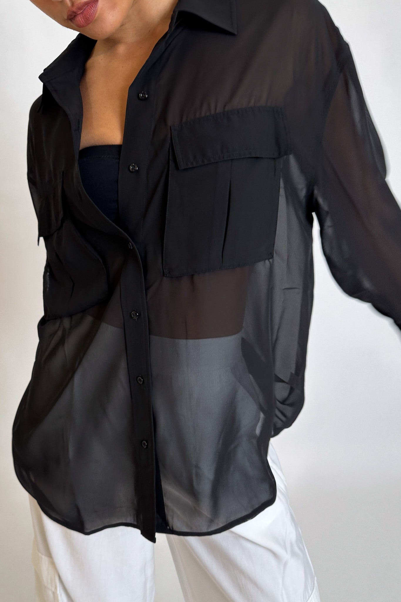 Broadway Sheer Shirt Onyx