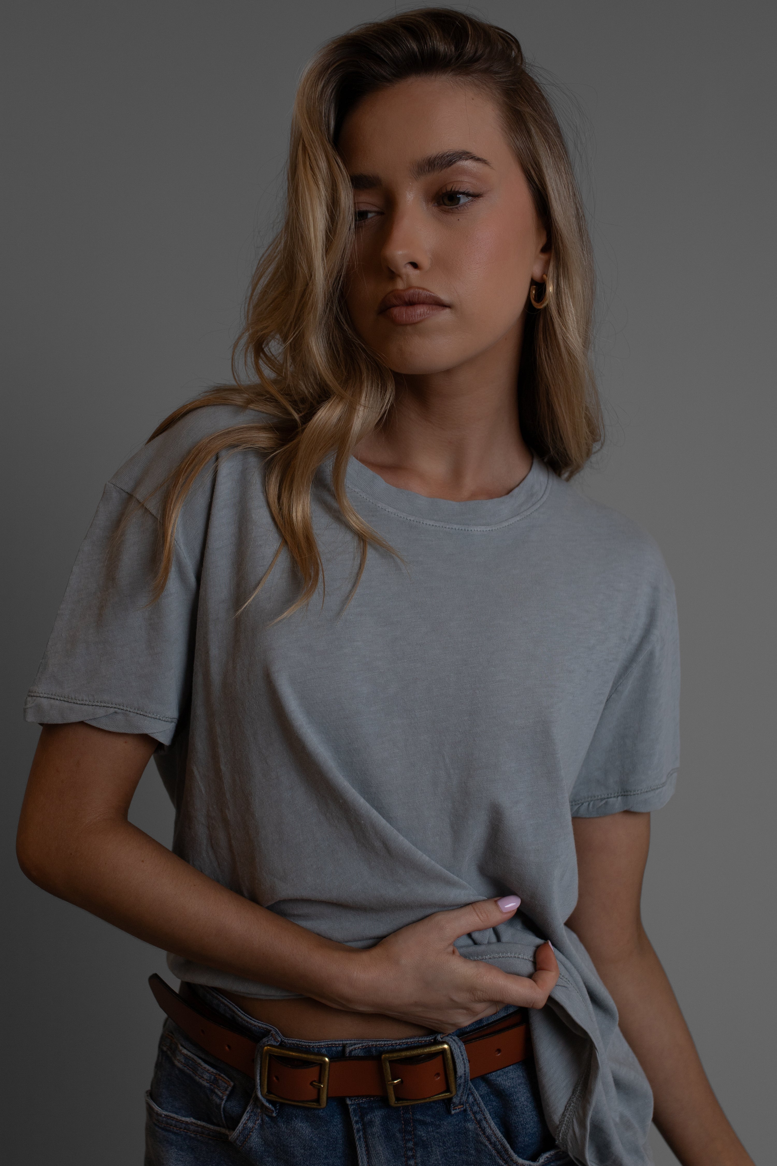 Slub Crew Tee City Grey