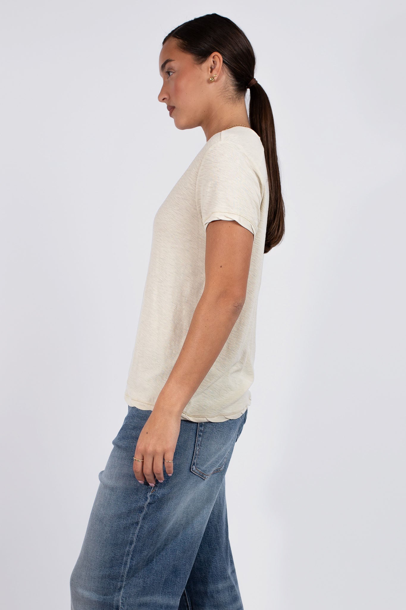 Slub Deep V Tee Honeycomb