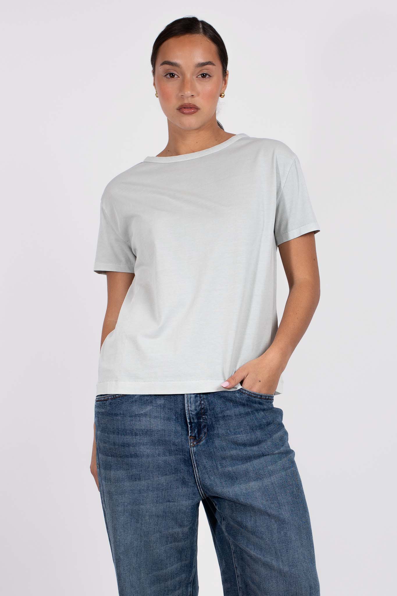 S/S Boyfriend Crew Tee Silver Dew