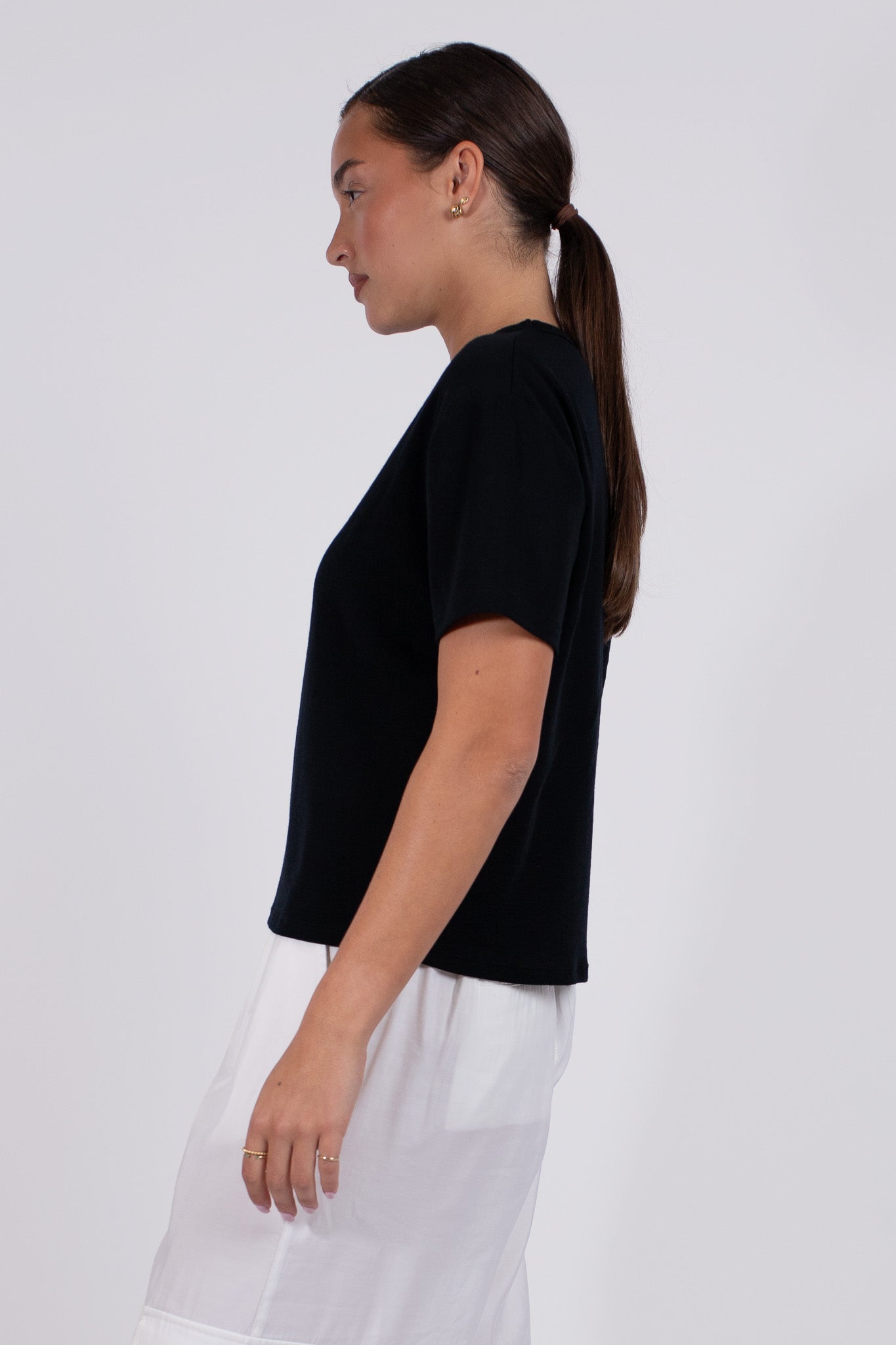 S/S BabyWool Boxy Crew Neck Tee Black