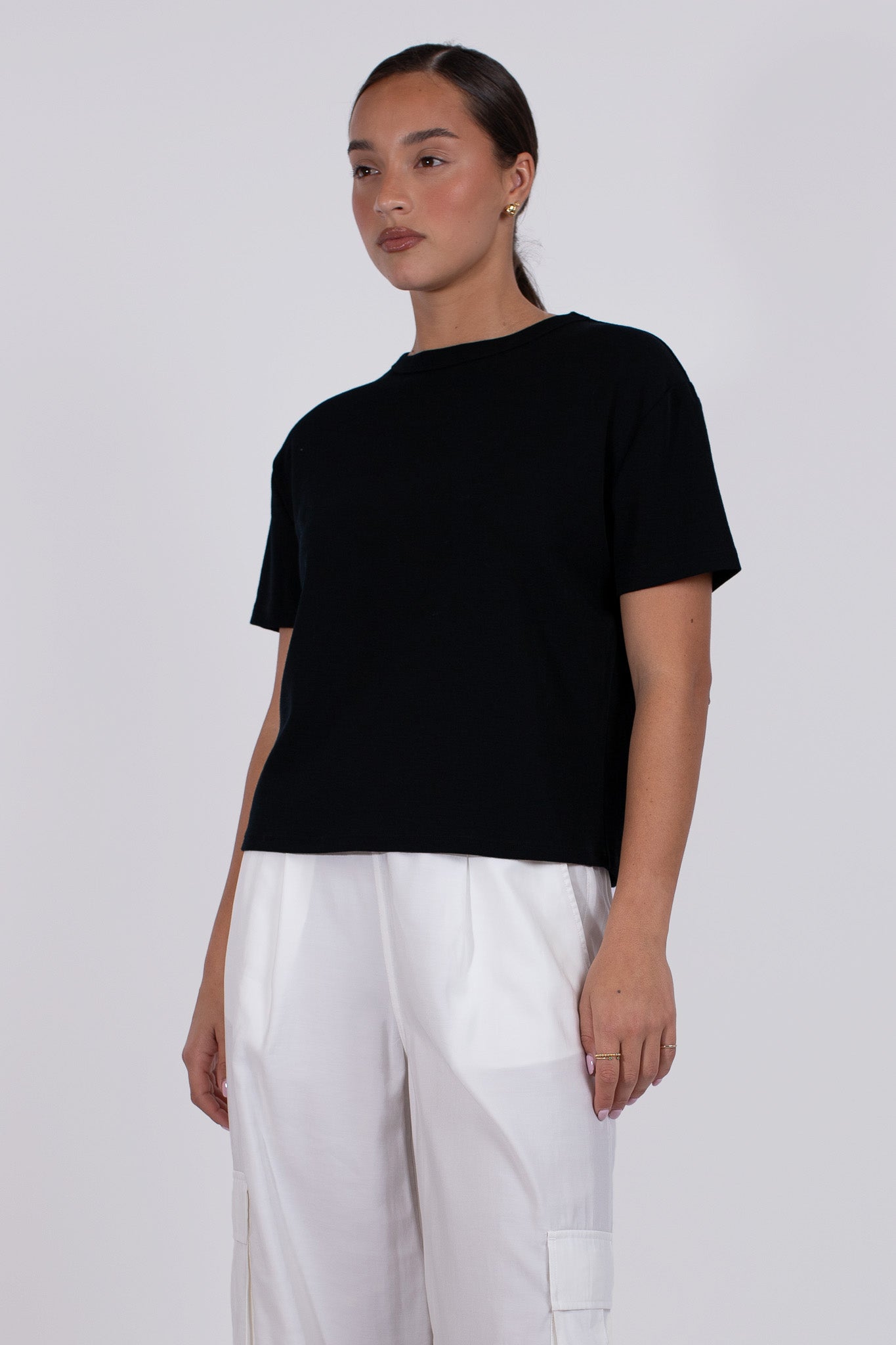S/S BabyWool Boxy Crew Neck Tee Black
