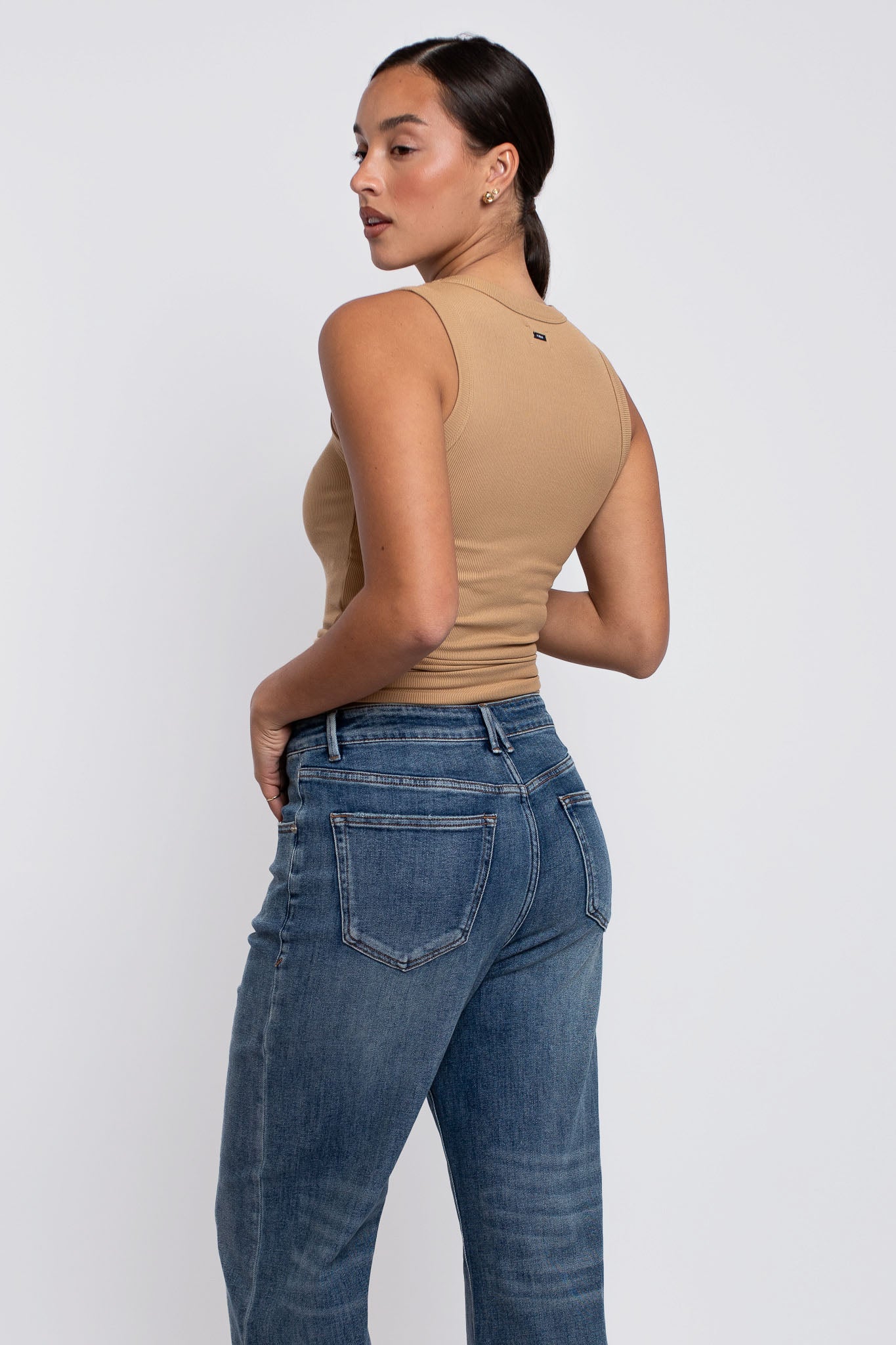 Rib Scoop Neck Tank Iced Coffee