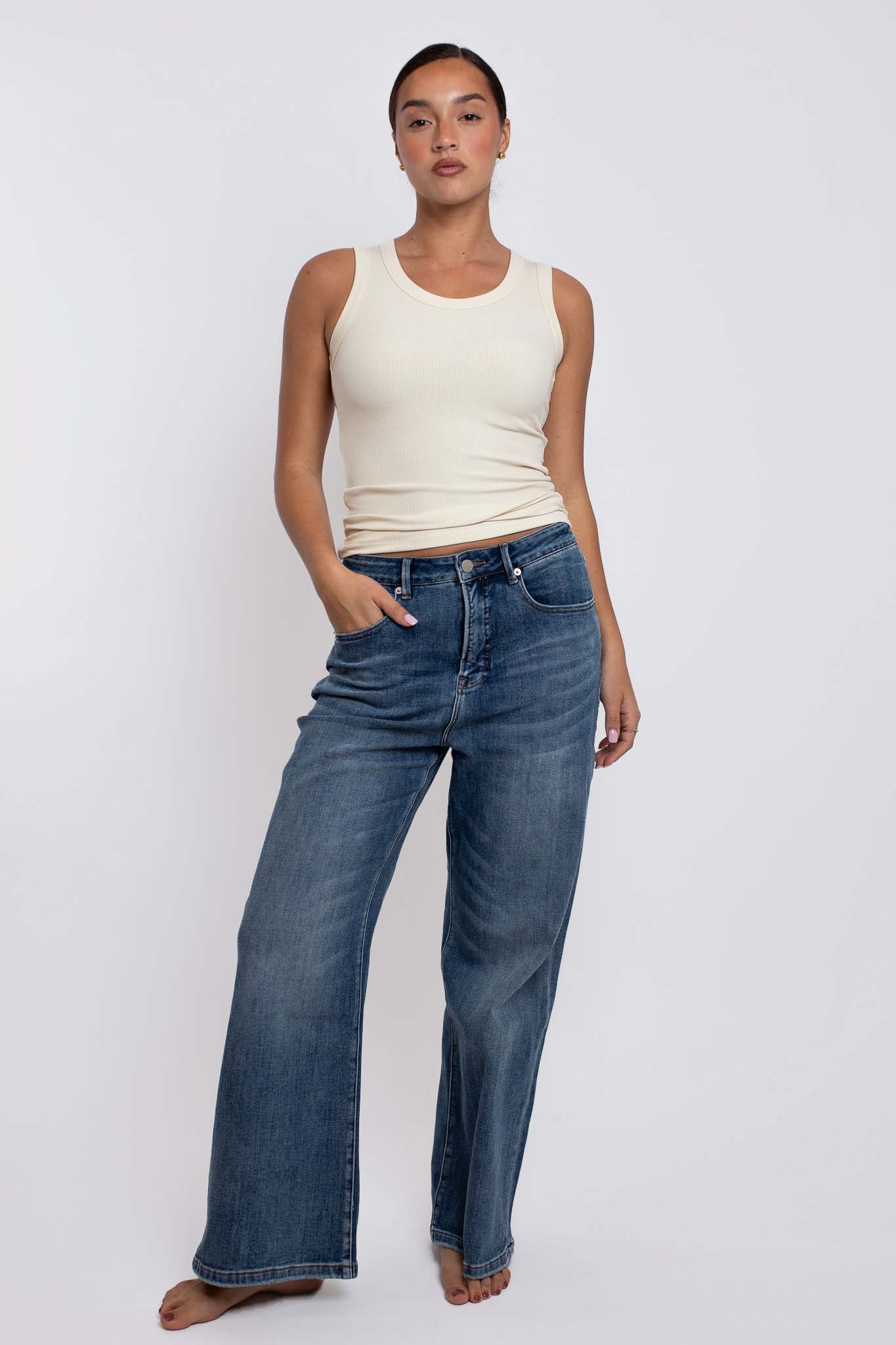 Rib Scoop Neck Tank Eggnog