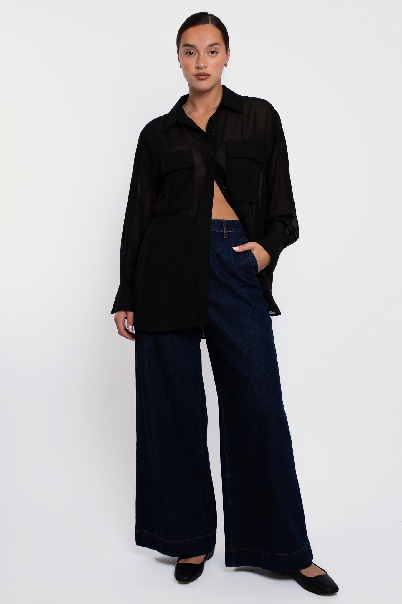 Broadway Sheer Shirt Onyx