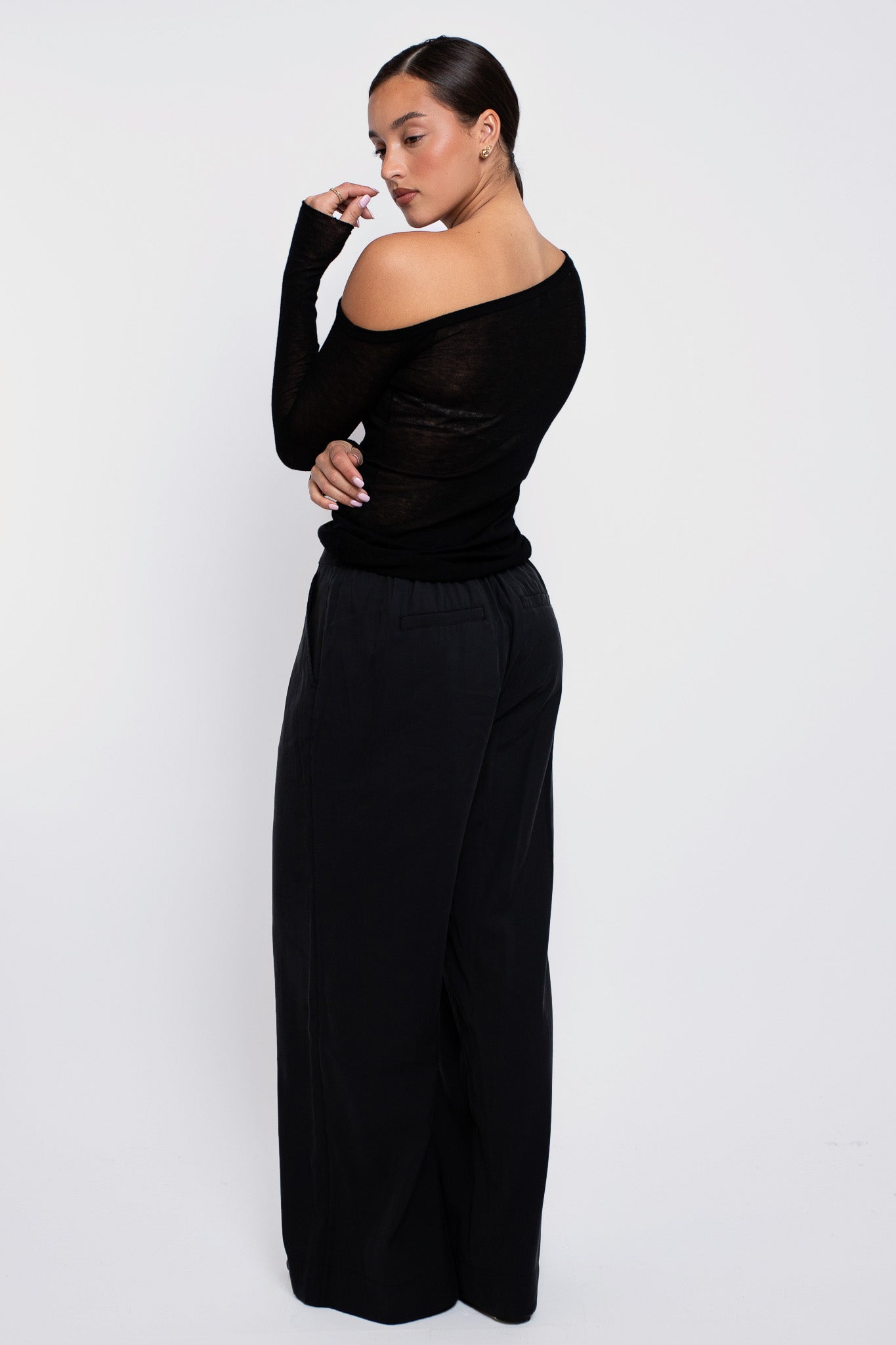 Remsen One Shoulder Sheer Knit Black